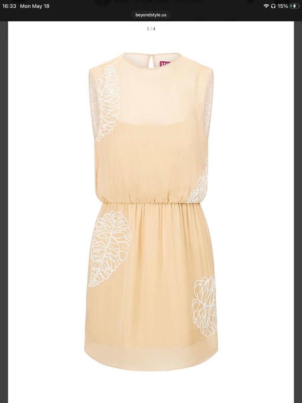 STAUD Amelie Leaf Embroidered Beaded Mini Dress Sz S